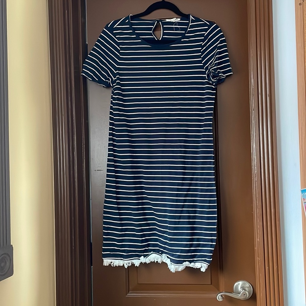 Blue and white stripped dress